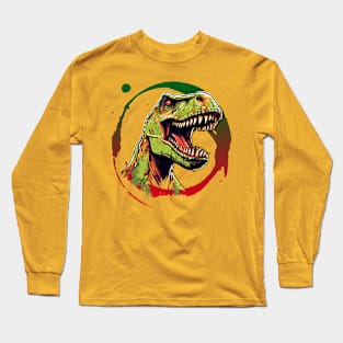 Fierce Allosaurus Color Splash Design Long Sleeve T-Shirt